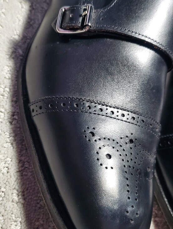 Allen Edmonds St. John\'s Black Leather Monk Strap Shoes  Brogue Men Size 11 B main image 4